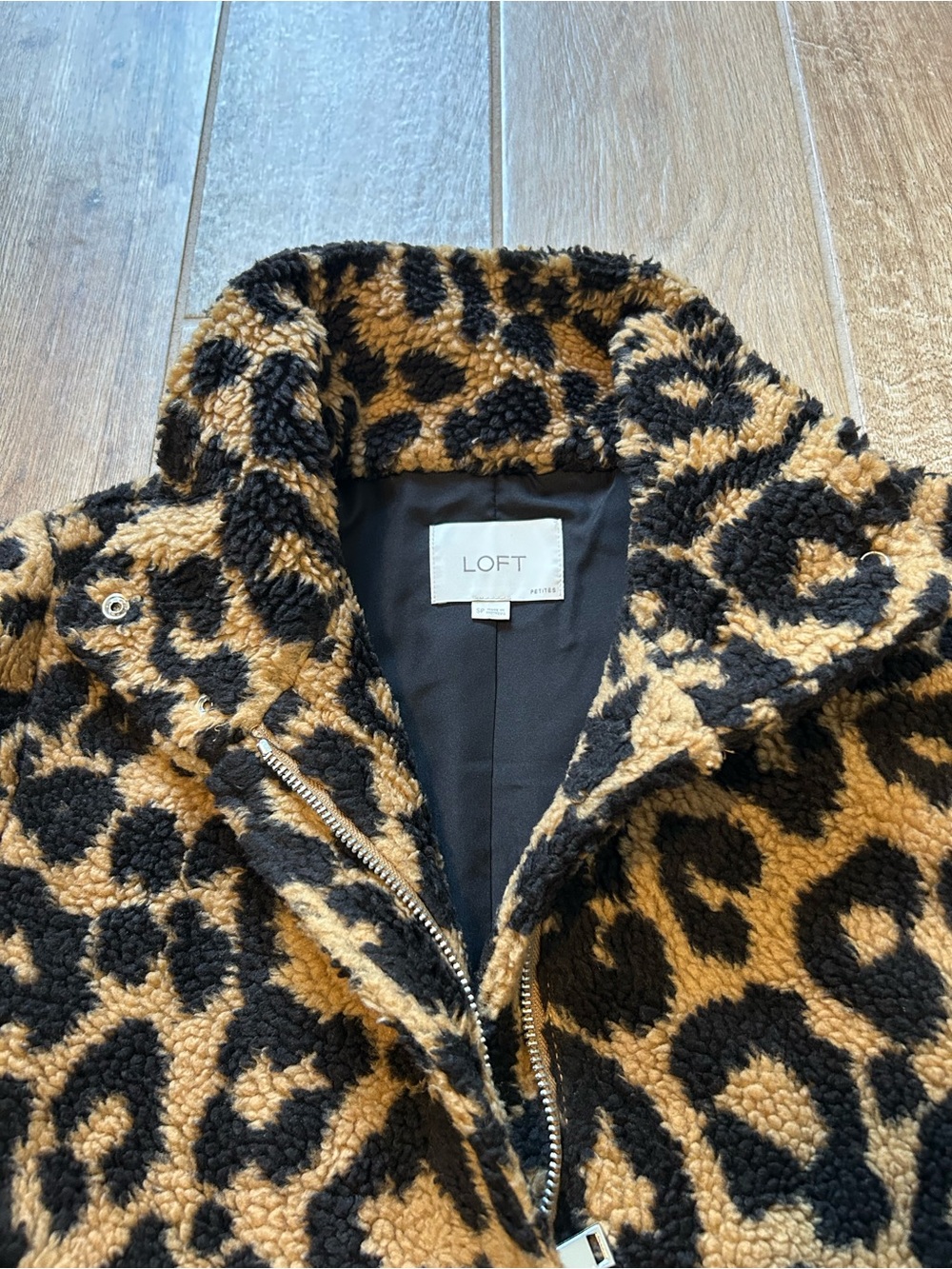 LOFT Leopard Print Teddy Coat - Picture 2 of 4